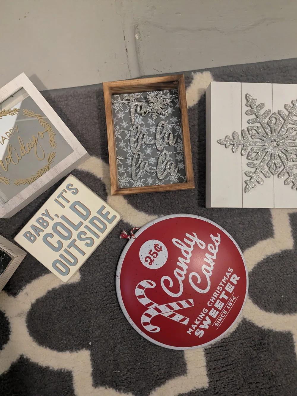 Assorted Holiday Wall Signs - Red, White, Gray, Black
